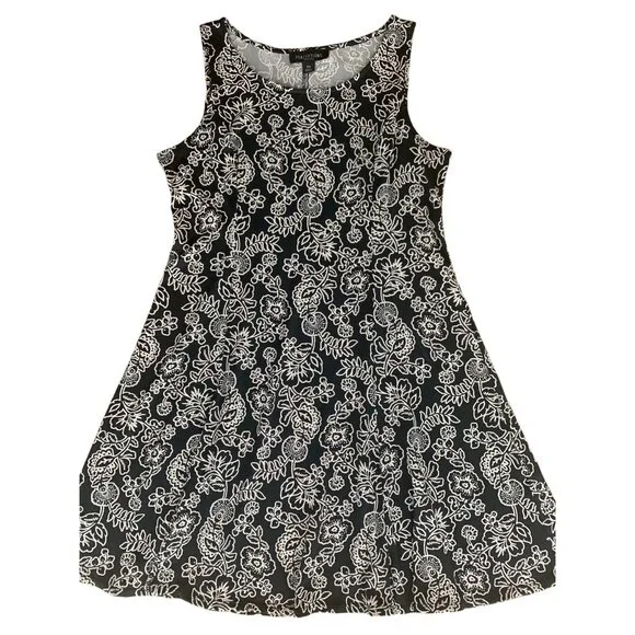 Perceptions Floral Print Sleeveless Stretch A-Line Dress Size Petite Medium - Picture 6 of 10